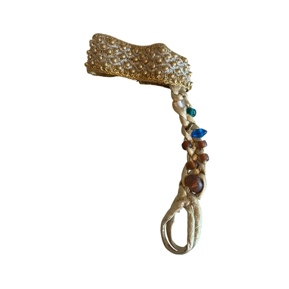 Gold-Toned Beaded Headpiece With Lotus Crown & Embellished‎ Tassels Costume Wear